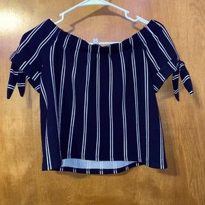 dark blue Striped Crop Top